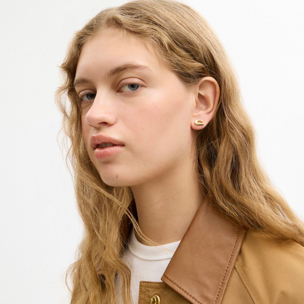 Enamel Signature Stud Earrings