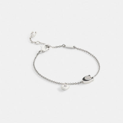 Enamel Signature Heart Charm Linear Bracelet