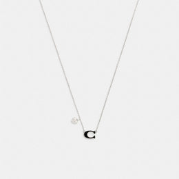 Enamel Signature Heart Charm Pendant Necklace