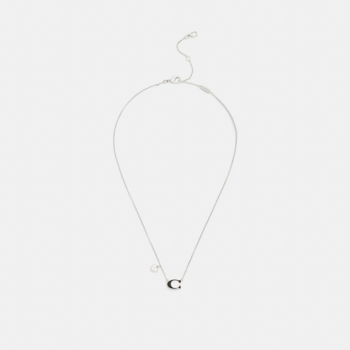 Enamel Signature Heart Charm Pendant Necklace