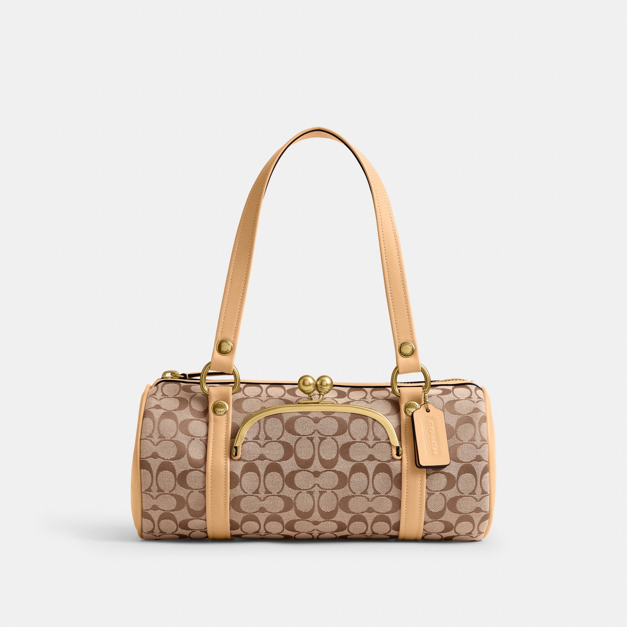 Kisslock Barrel Bag In Signature Jacquard