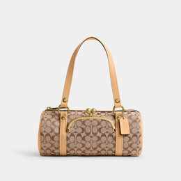 Kisslock Barrel Bag In Signature Jacquard