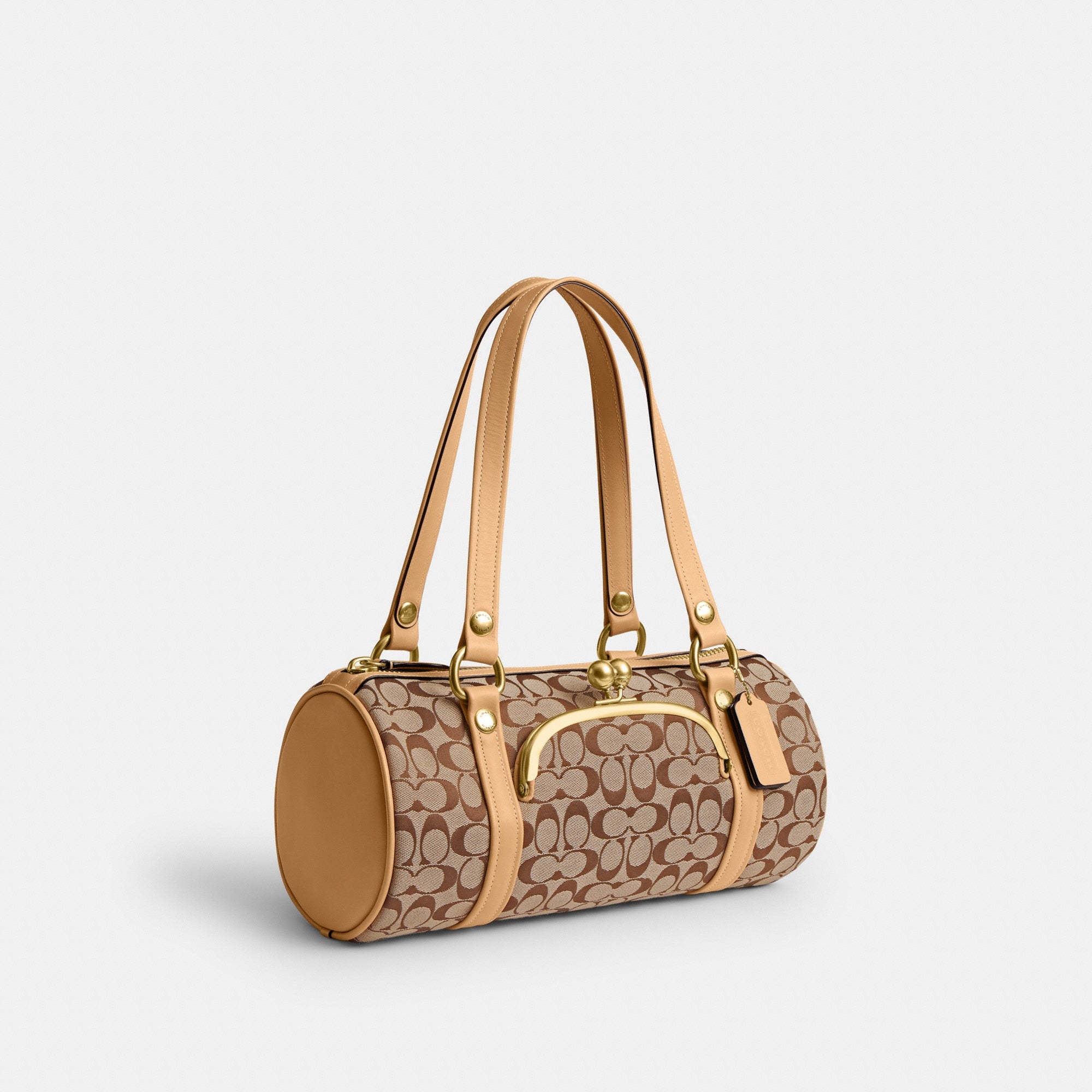 Kisslock Barrel Bag In Signature Jacquard