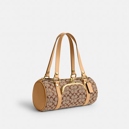 Kisslock Barrel Bag In Signature Jacquard