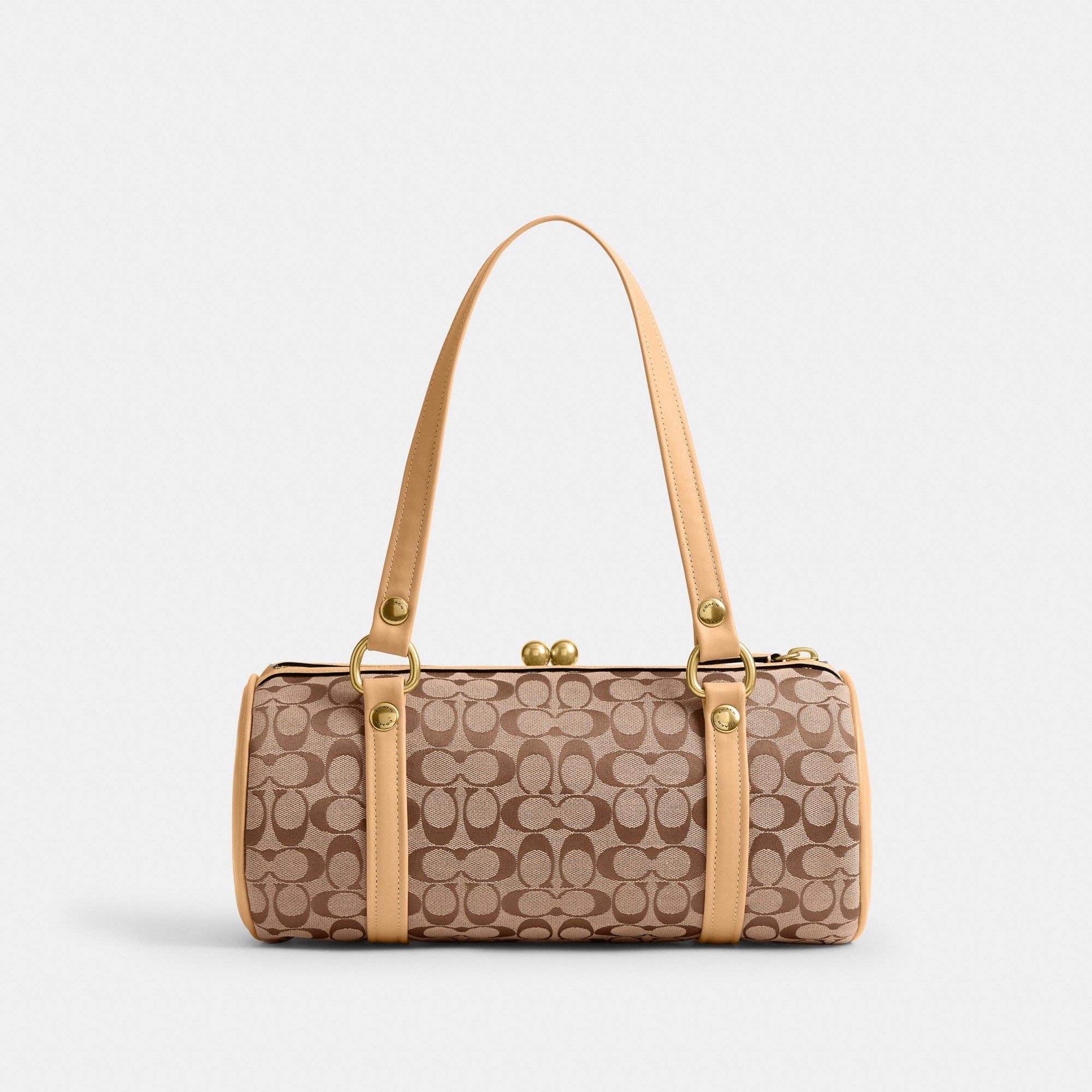 Kisslock Barrel Bag In Signature Jacquard