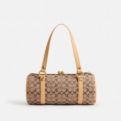 Kisslock Barrel Bag In Signature Jacquard