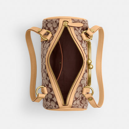 Kisslock Barrel Bag In Signature Jacquard
