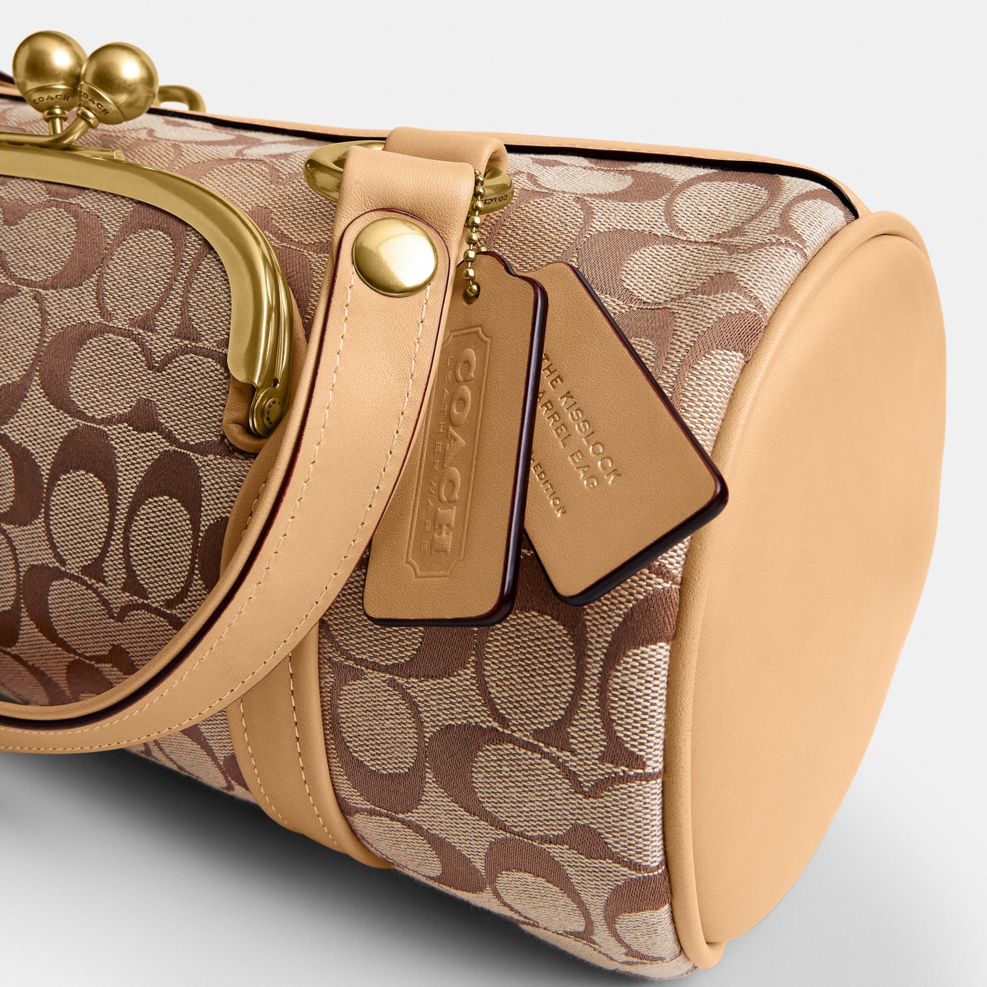 Kisslock Barrel Bag In Signature Jacquard