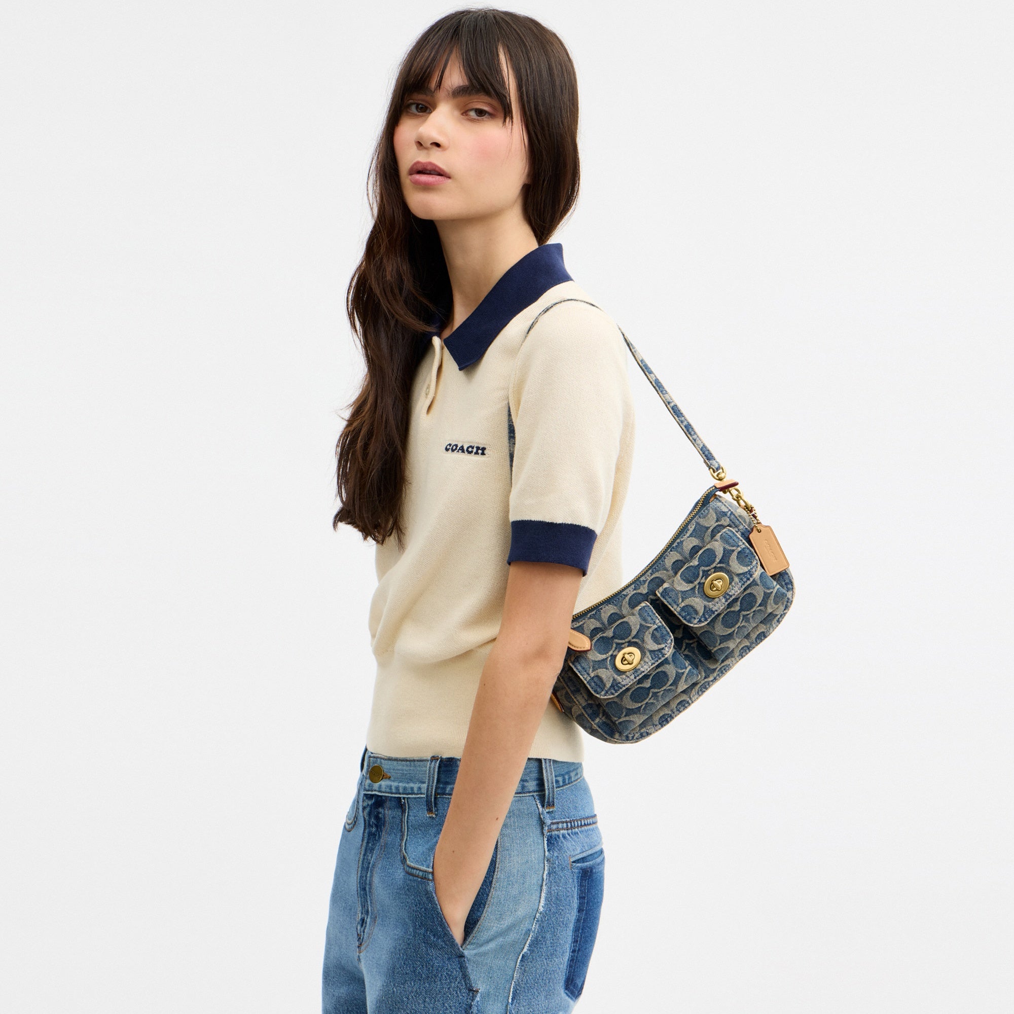 Twin Turnlock Waverly Bag In Signature Regenerative Cotton Denim