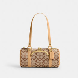 Kisslock Barrel Bag 28 In Signature Jacquard