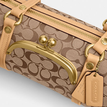 Kisslock Barrel Bag 28 In Signature Jacquard