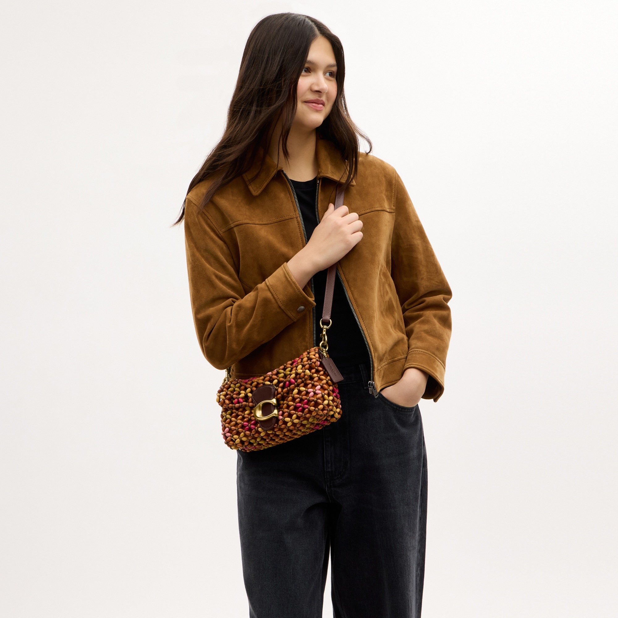 Tabby Shoulder Bag 26 With Wooden Beading