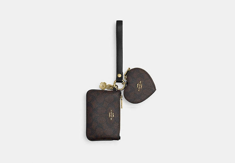 Wristlet And Heart Pouch In Signature Canvas With Charm