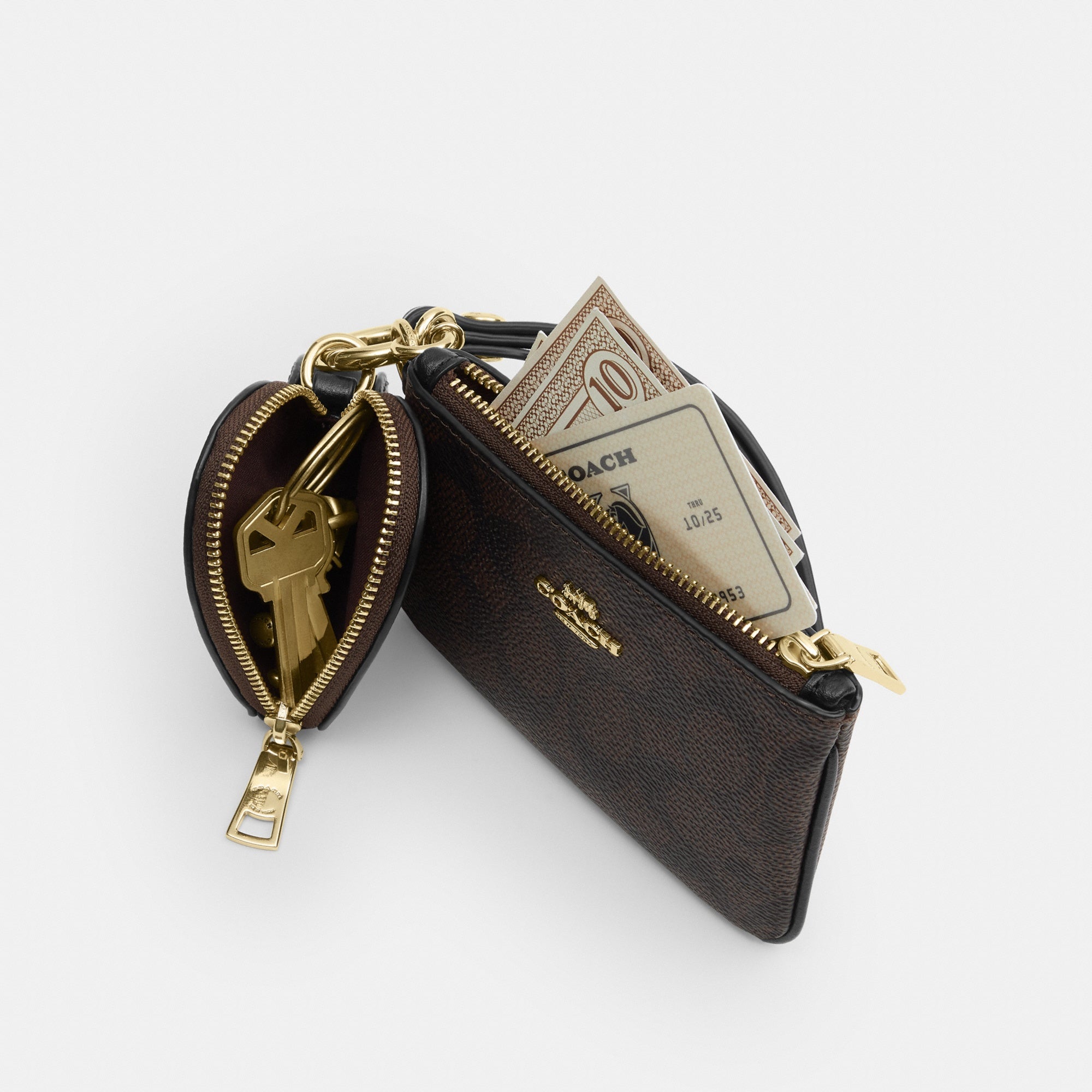Wristlet And Heart Pouch In Signature Canvas With Charm