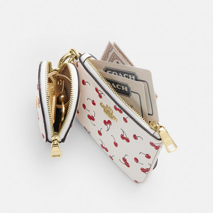 Wristlet And Heart Pouch With Cherry Print And Charm