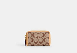 Essential Small Zip Around Card Case In Signature Jacquard