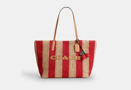 City Tote Bag With Stripes And Charm