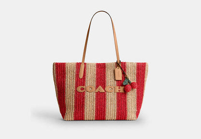 City Tote Bag With Stripes And Charm