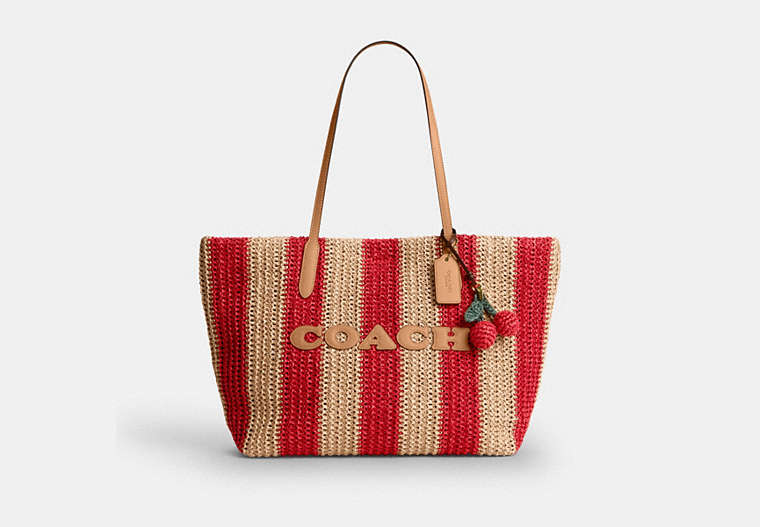 City Tote Bag With Stripes And Charm