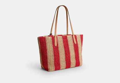 City Tote Bag With Stripes And Charm