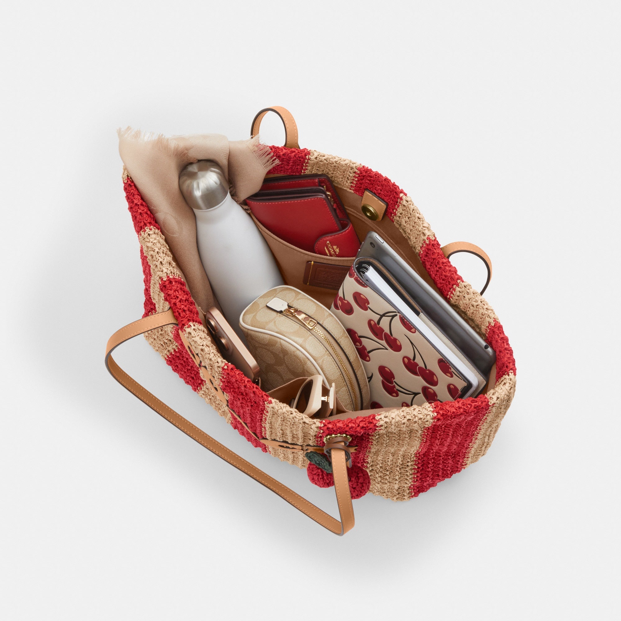 City Tote Bag With Stripes And Charm