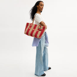 City Tote Bag With Stripes And Charm
