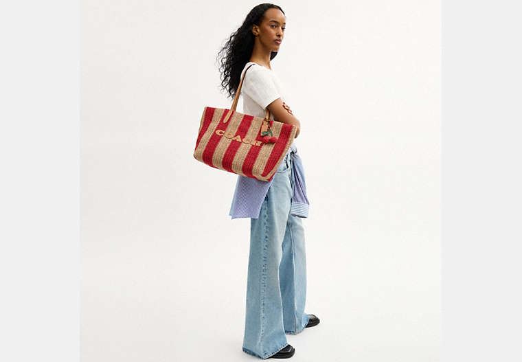 City Tote Bag With Stripes And Charm