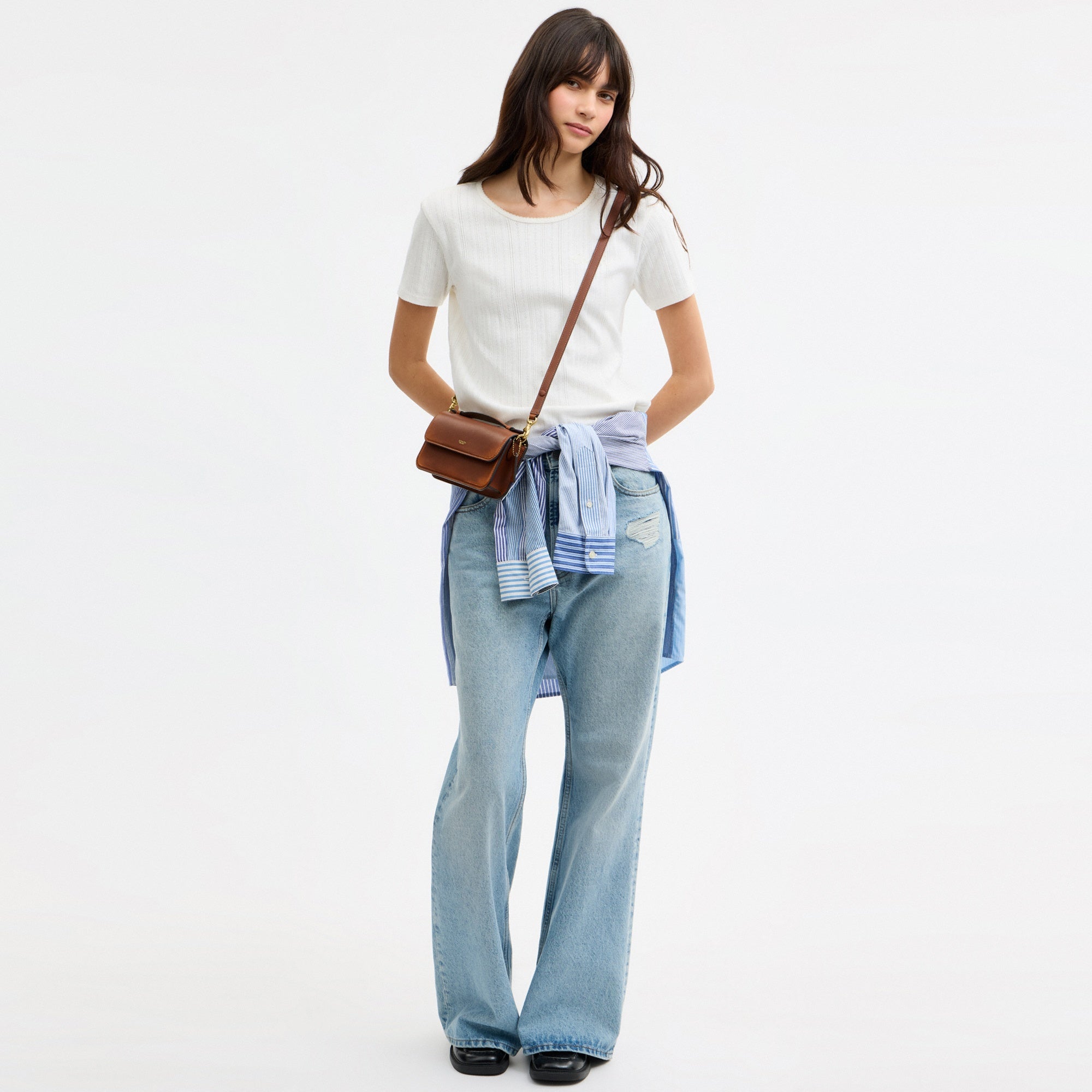 New York Elora Top Handle Crossbody Bag In Loved Leather