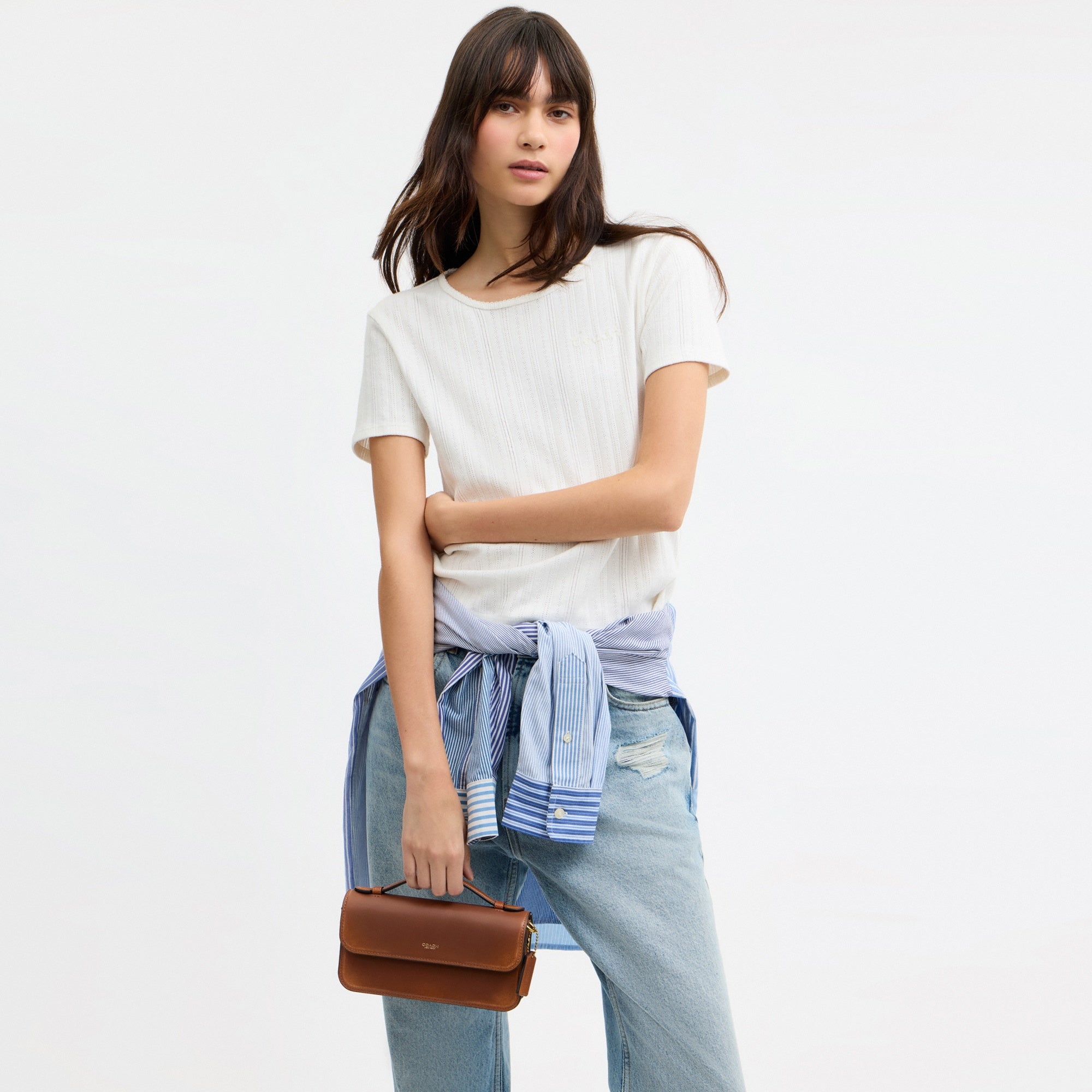 New York Elora Top Handle Crossbody Bag In Loved Leather