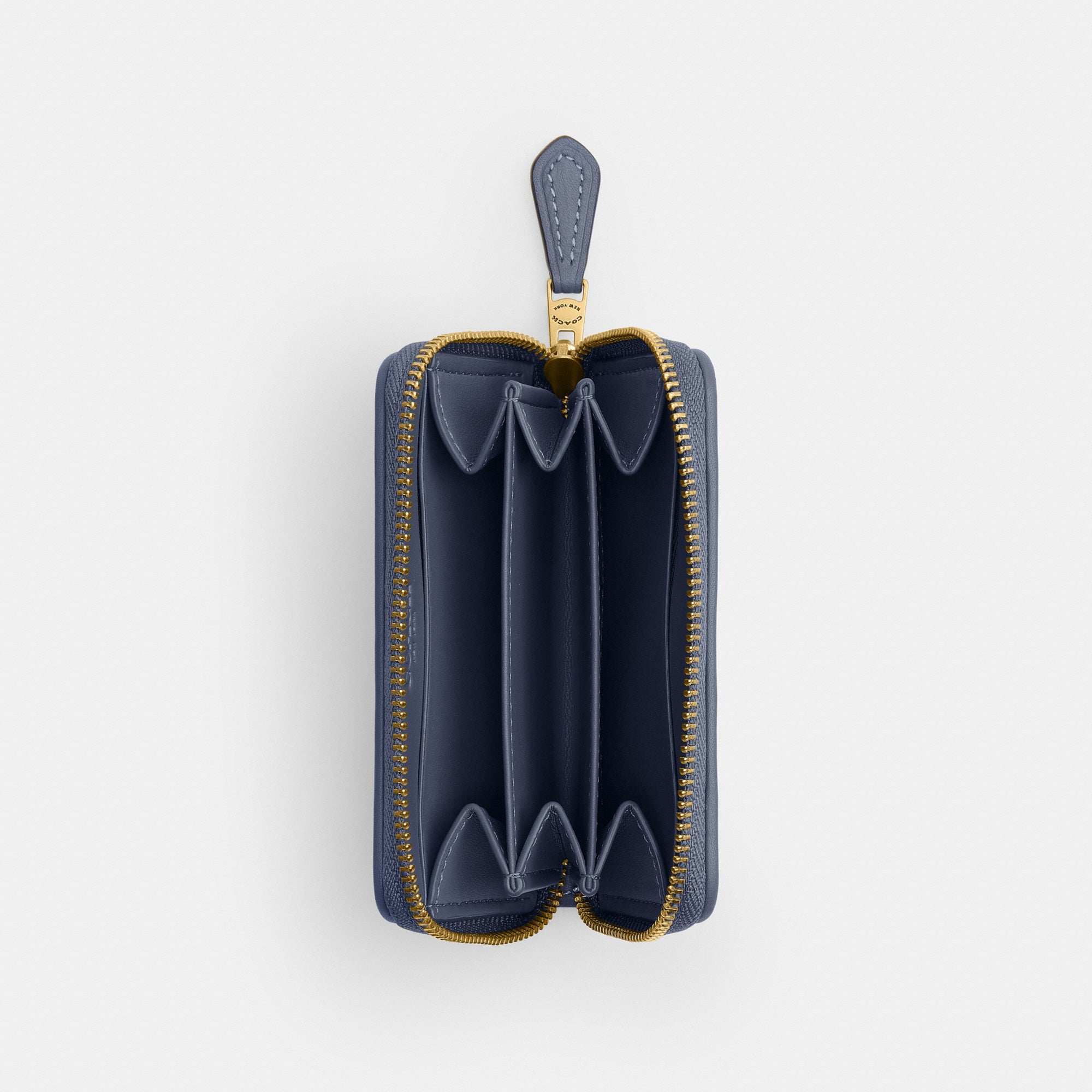 Essential Small Zip Around Card Case In Regenerative Cotton Denim With Crystal Signature