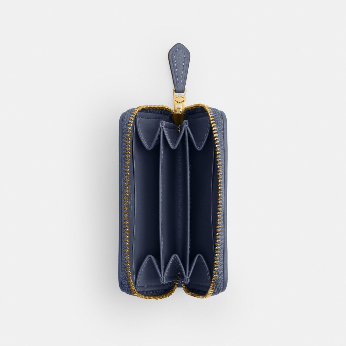 Essential Small Zip Around Card Case In Regenerative Cotton Denim With Crystal Signature