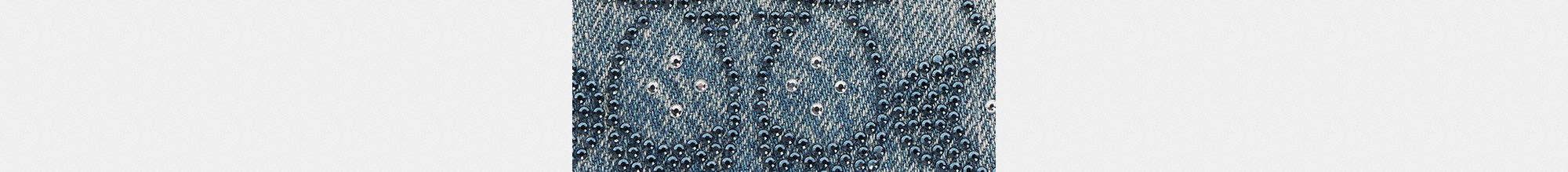 Essential Small Zip Around Card Case In Regenerative Cotton Denim With Crystal Signature