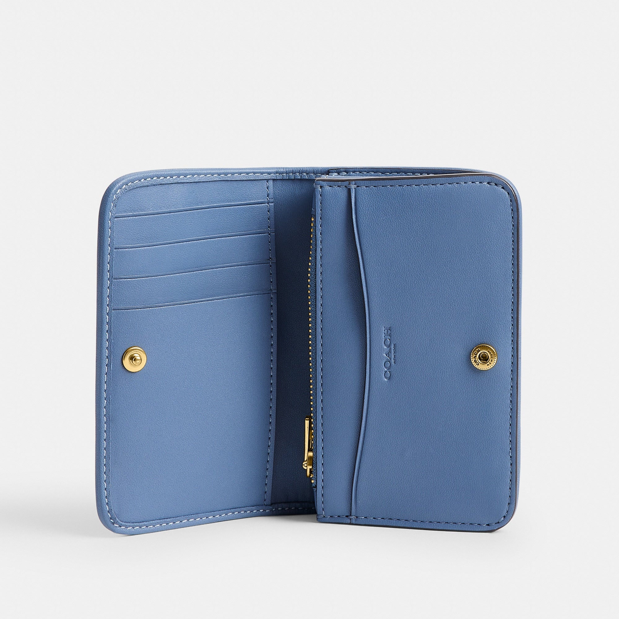 Essential Slim Card Case In Regenerative Cotton Denim With Crystal Signature