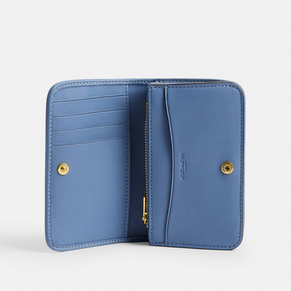 Essential Slim Card Case In Regenerative Cotton Denim With Crystal Signature