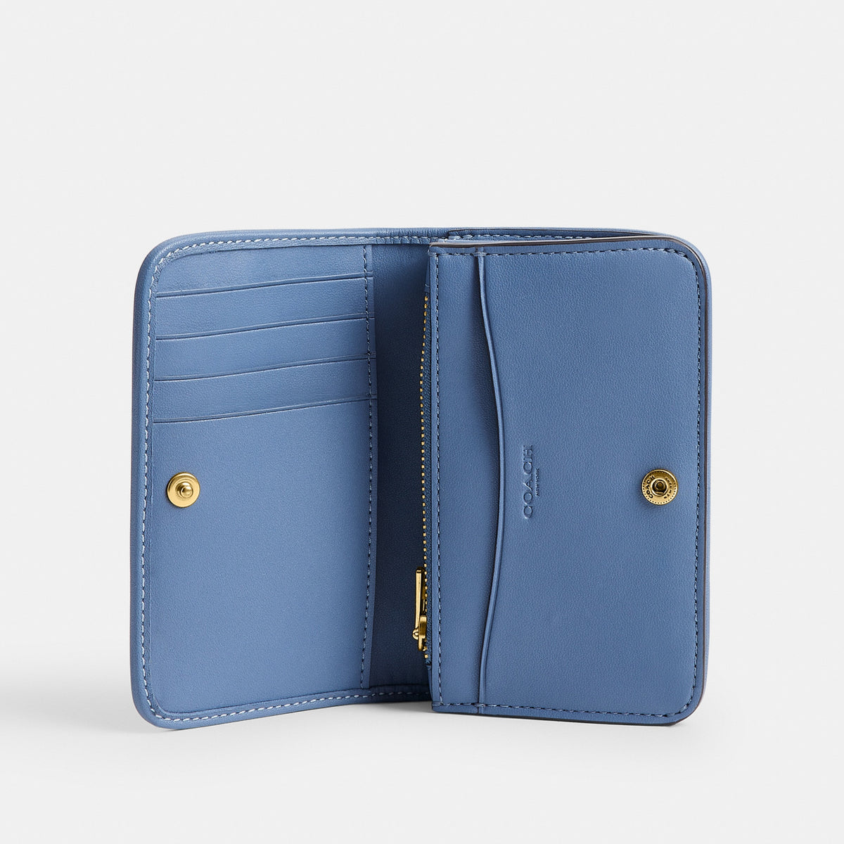 Essential Slim Card Case In Regenerative Cotton Denim With Crystal Signature
