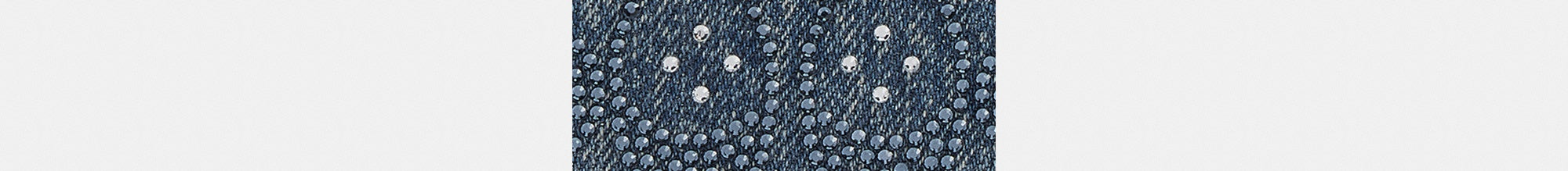 Essential Slim Card Case In Regenerative Cotton Denim With Crystal Signature