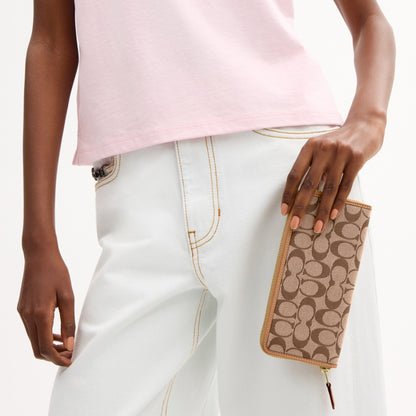 Essential Slim Accordion Zip Wallet In Signature Jacquard