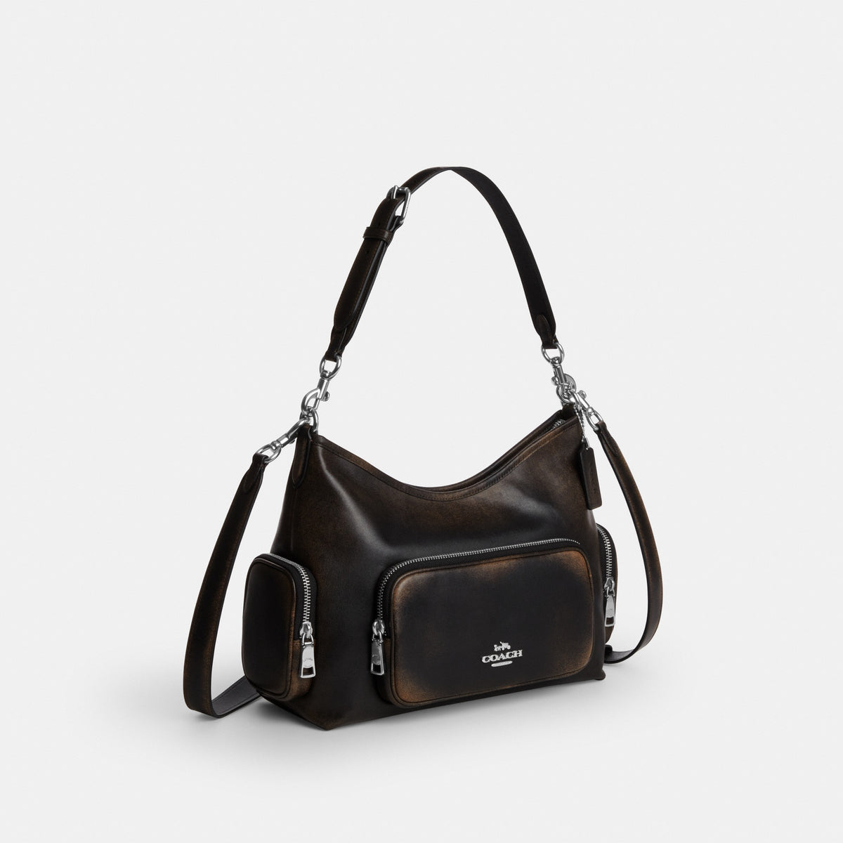 Laurel Shoulder Bag With Pockets In Loved Leather