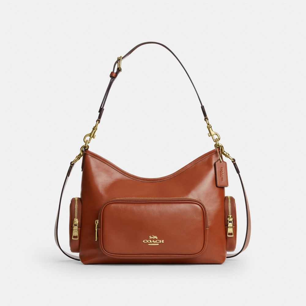 Laurel Shoulder Bag With Pockets In Loved Leather