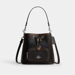 Rowan Bucket Bag With Pocket In Loved Leather