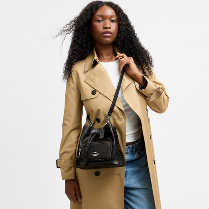 Rowan Bucket Bag With Pocket In Loved Leather