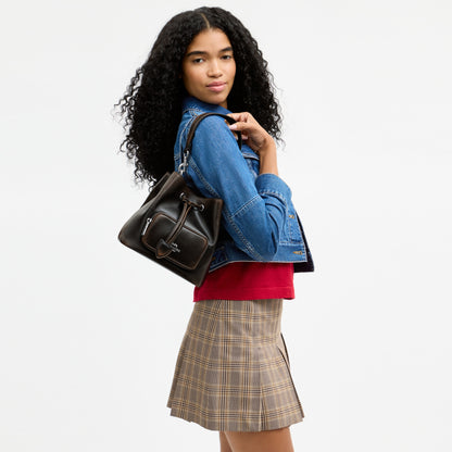 Rowan Bucket Bag With Pocket In Loved Leather