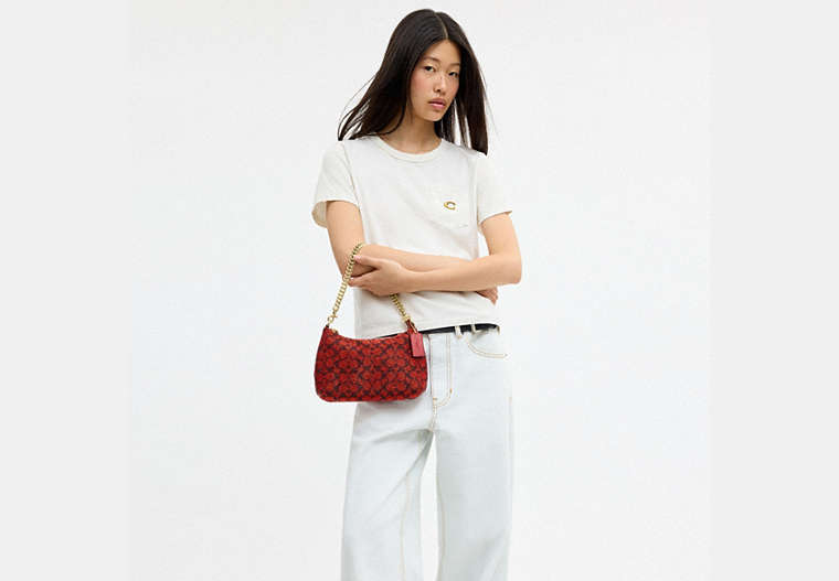Teri Shoulder Bag In Signature Beaded Satin