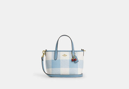 City Mini Tote Bag With Gingham Print And Charm