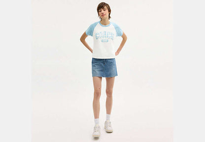 Gingham Sporty Raglan T-Shirt In Organic Cotton