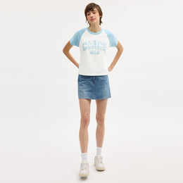 Gingham Sporty Raglan T-Shirt In Organic Cotton