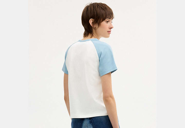 Gingham Sporty Raglan T-Shirt In Organic Cotton
