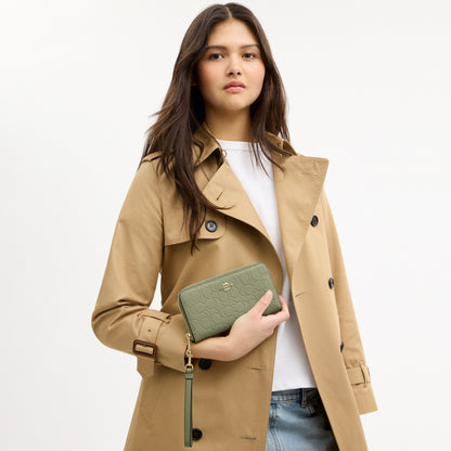 Long Zip Around Wallet In Signature Leather