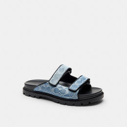 Double Banded Sandal In Signature Denim