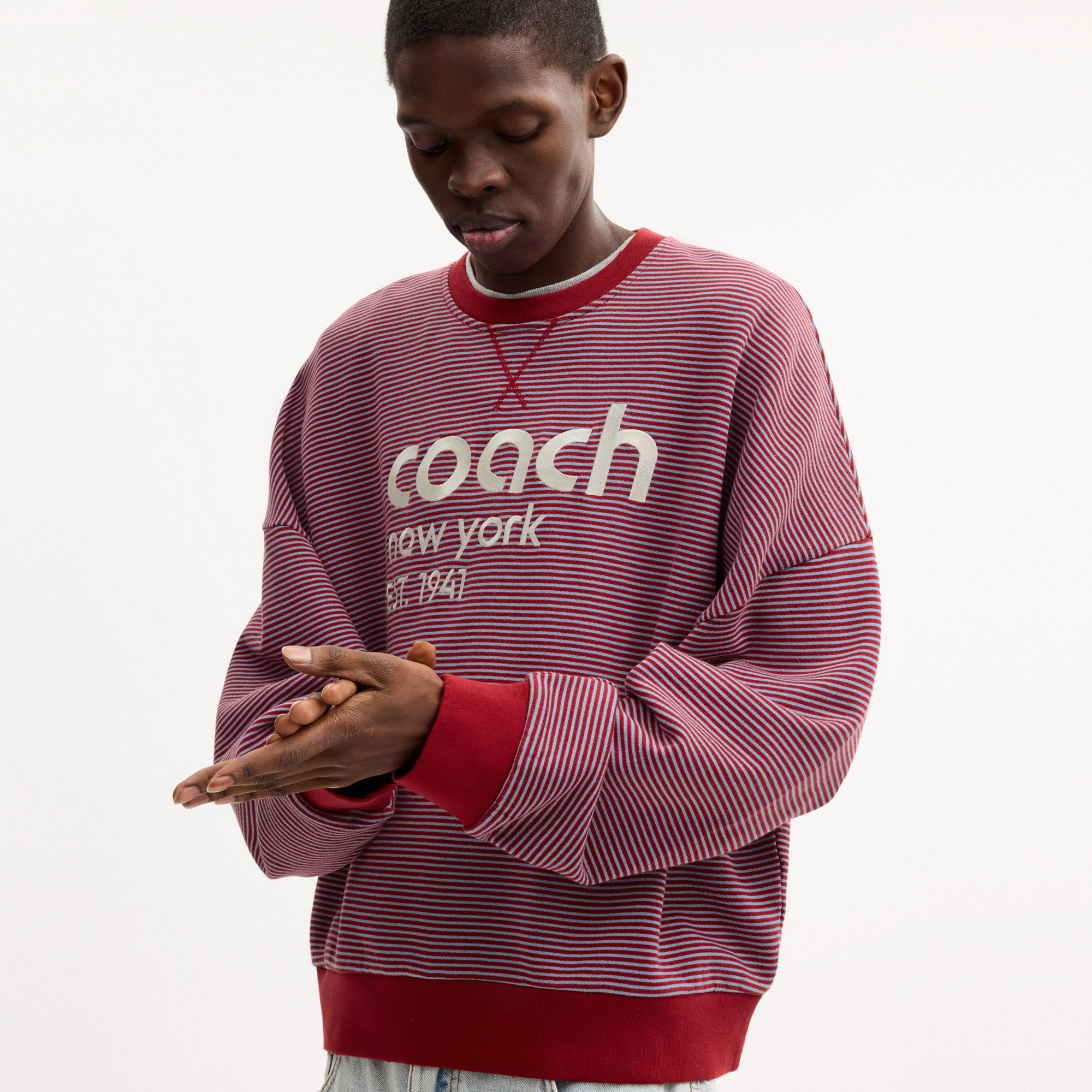Striped Crewneck Sweatshirt In Organic Cotton